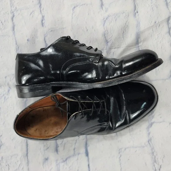 Craddock Terry Shoes MENS 10 Military Dress Oxford High Gloss Black VINTAGE 1992